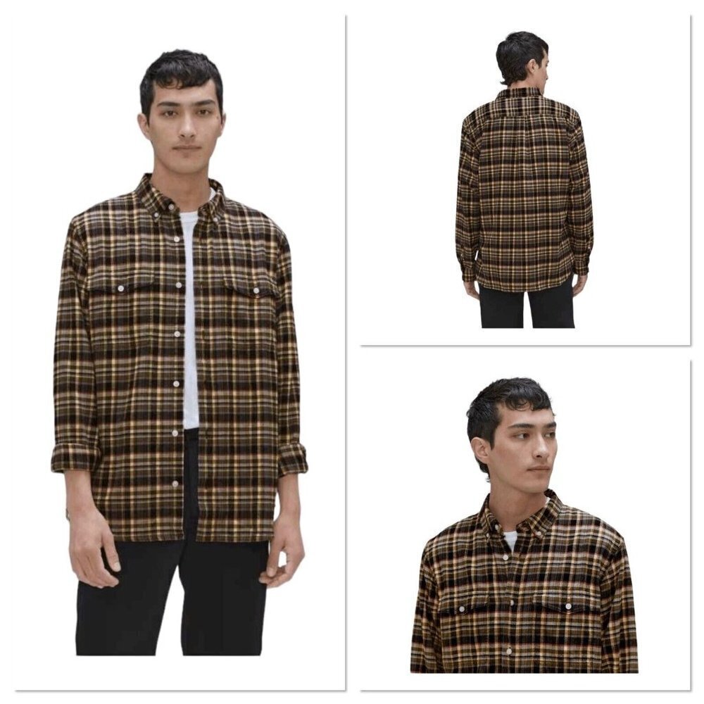 Everlane The Brushed Flannel Beech Plaid Shirt Men's Size Medium Multicolor NWT